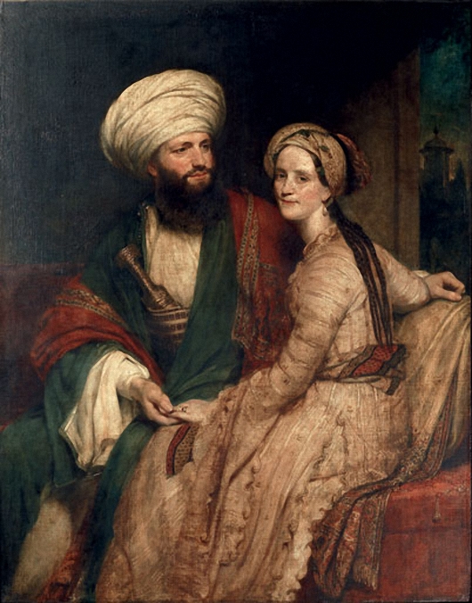 James Silk Buckingham And His Wife Elizabeth In Arab Costume, Baghdad by Henry William Pickersgill, 1825